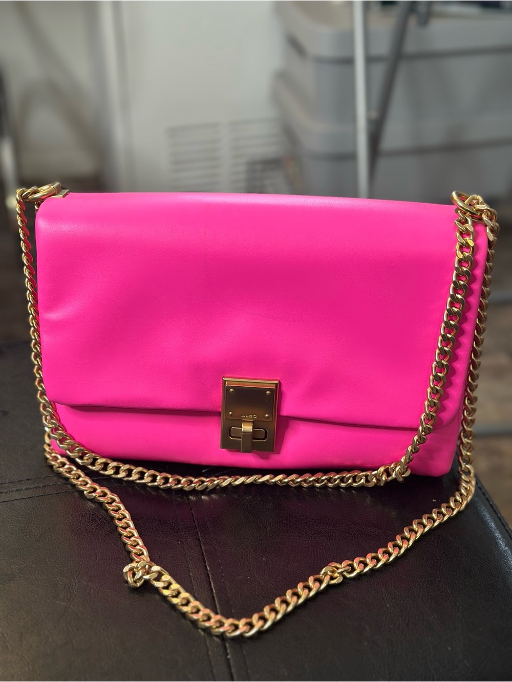 ALDO Hot Pink Gold Chain Crossbody Shoulder Bag NWOT
